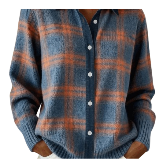 Victoria™ – Camicia/Cardigan Retro a Quadri con Contrasto (Casual Chic)