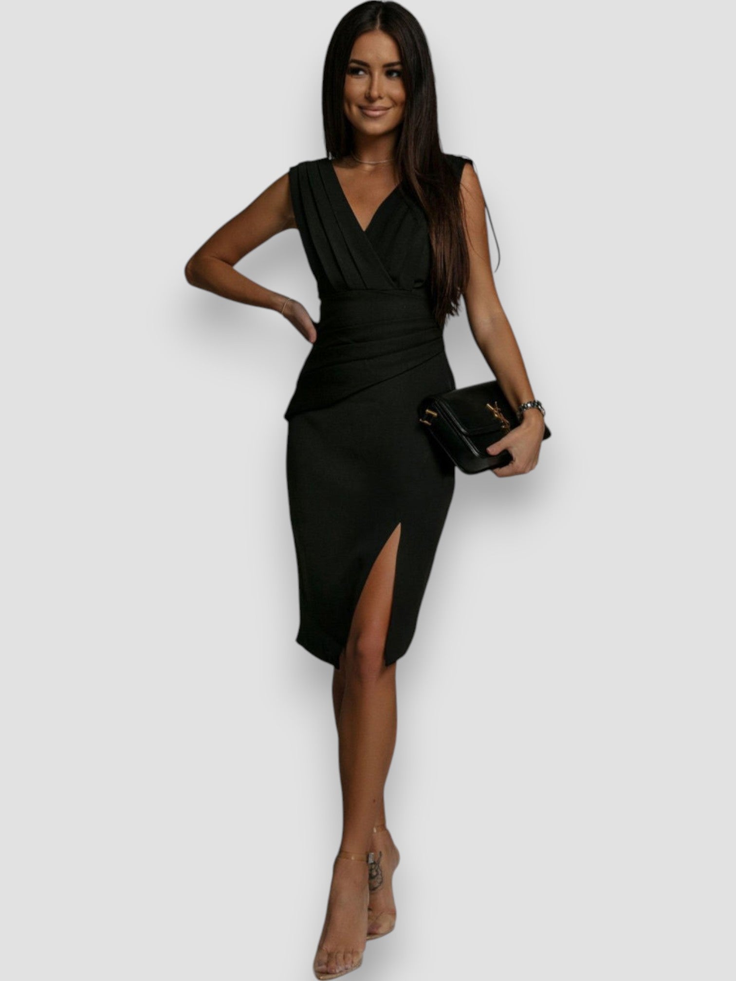 ALESSIA | Vestido en V con Aberturas Laterales - vittoria stile