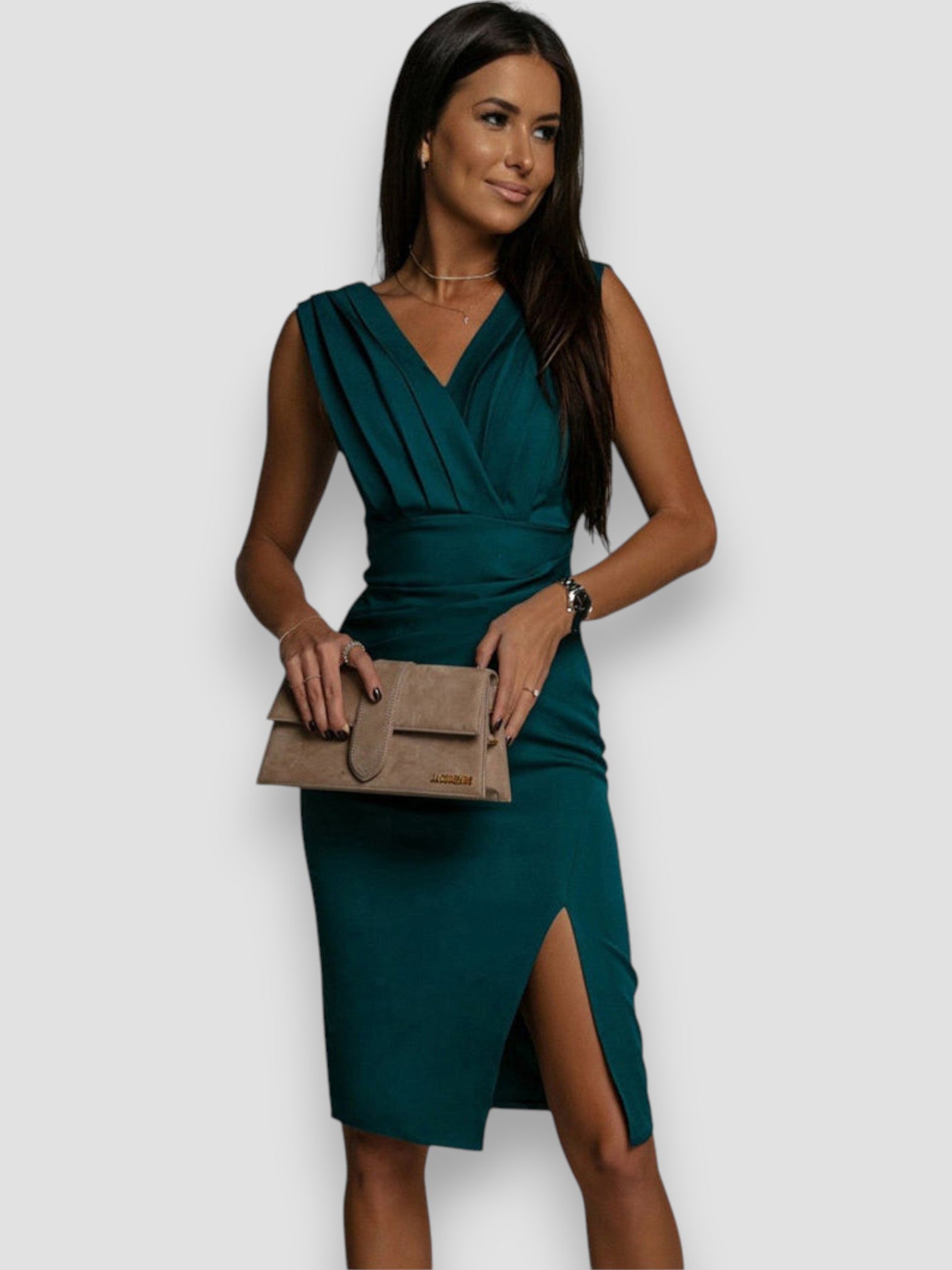 ALESSIA | Vestido en V con Aberturas Laterales - vittoria stile