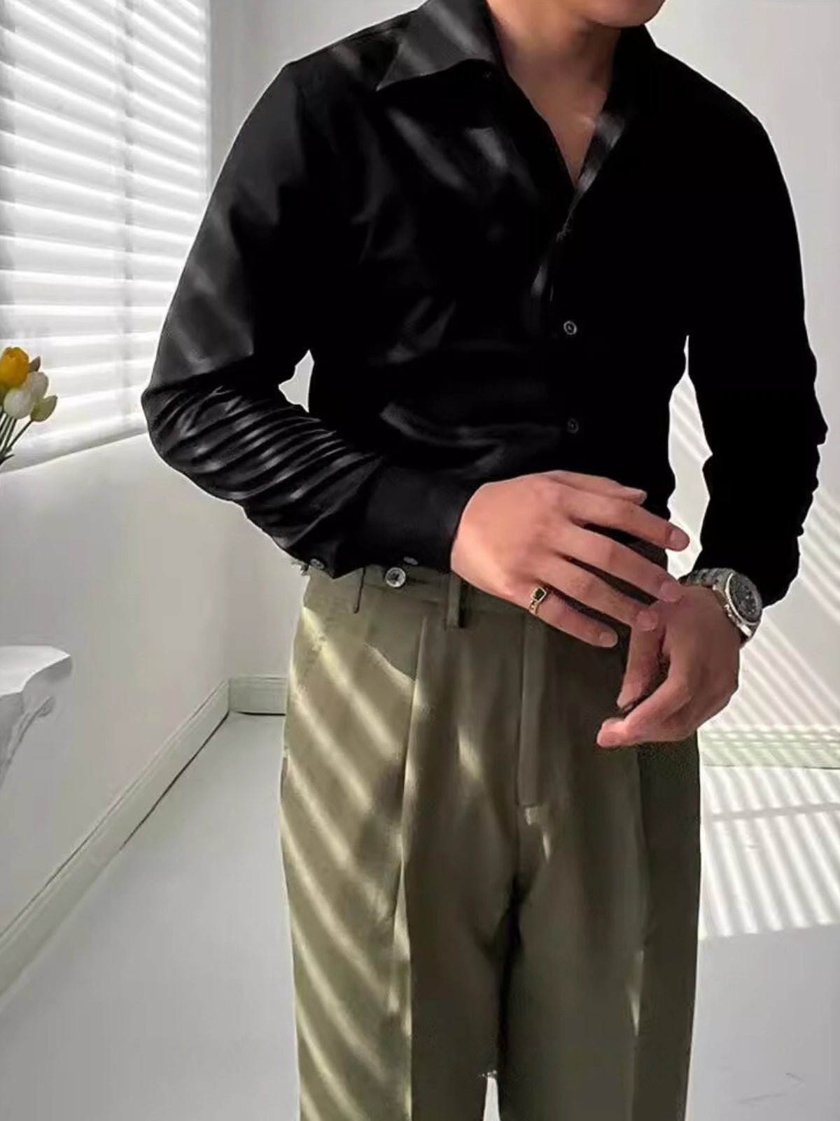 ALFIERI™ | Camisa Slim con Cuello en V - vittoria stile