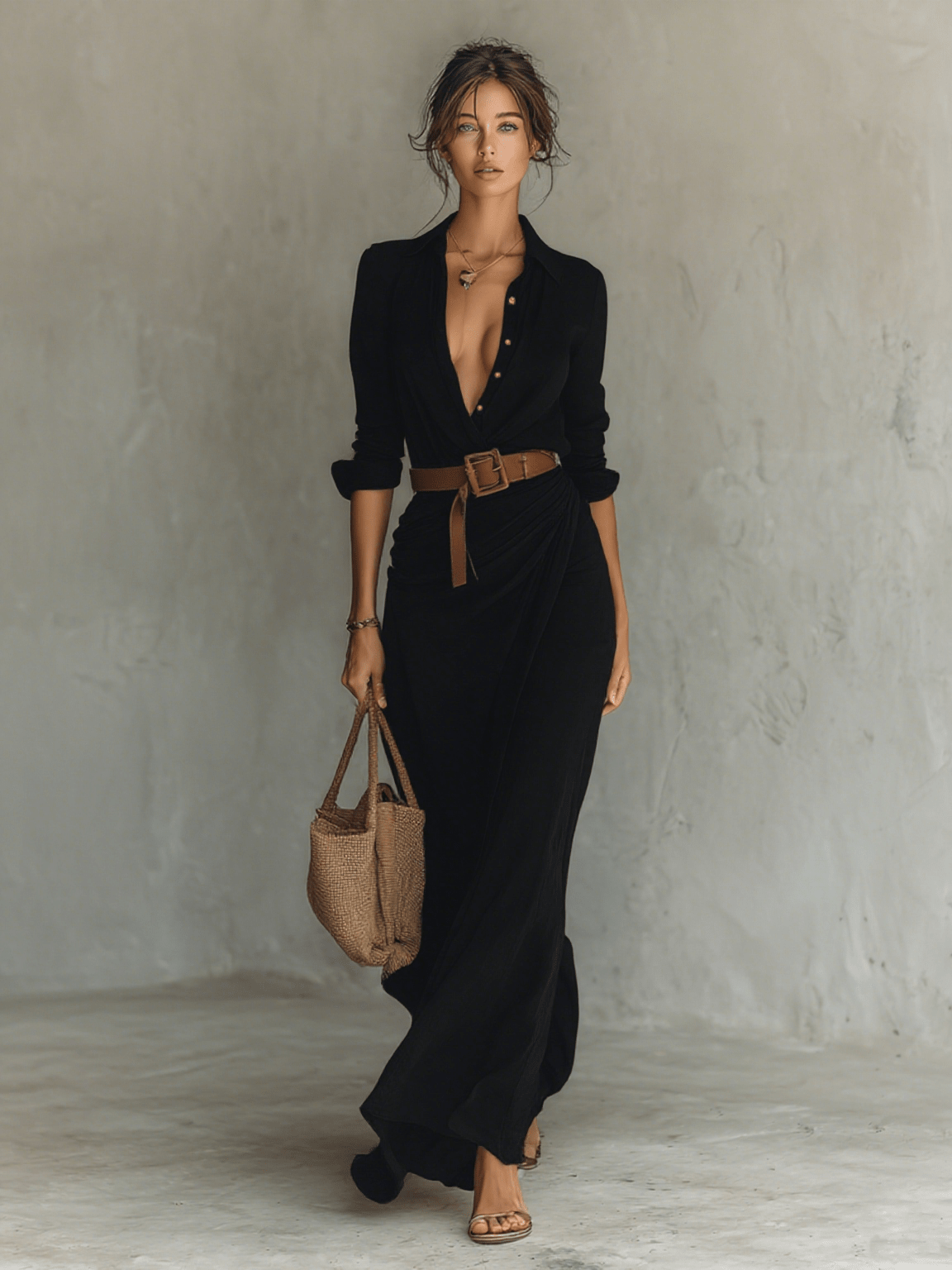 ALTEA™ | Vestido Maxi con Cinturón - vittoria stile