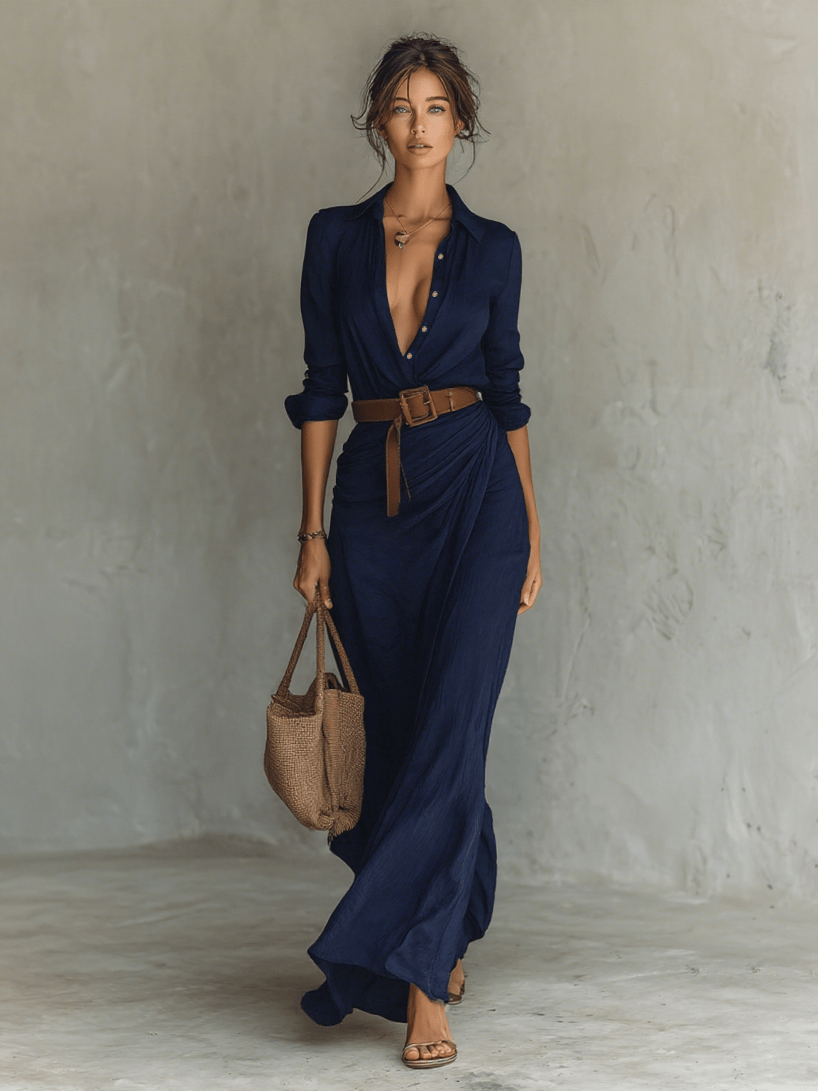ALTEA™ | Vestido Maxi con Cinturón - vittoria stile