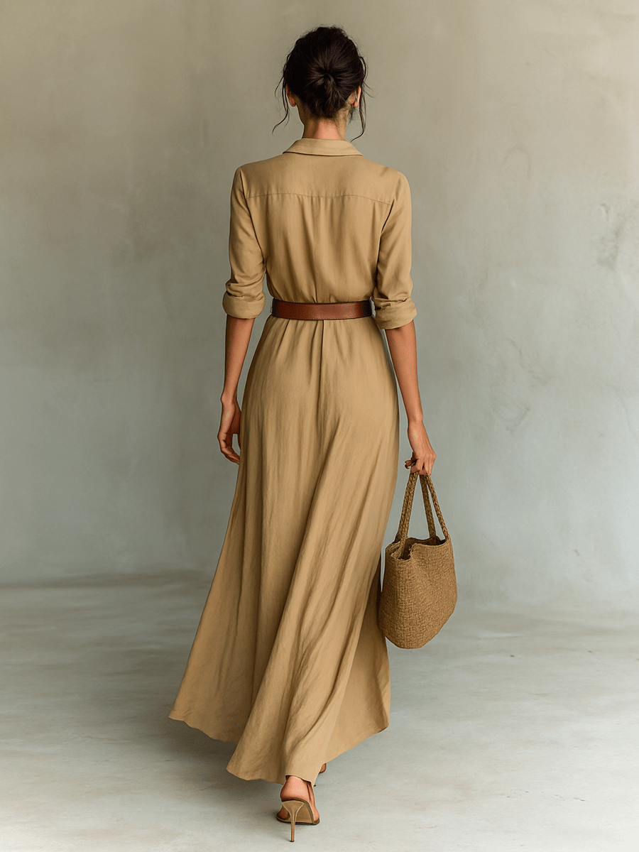 ALTEA™ | Vestido Maxi con Cinturón - vittoria stile