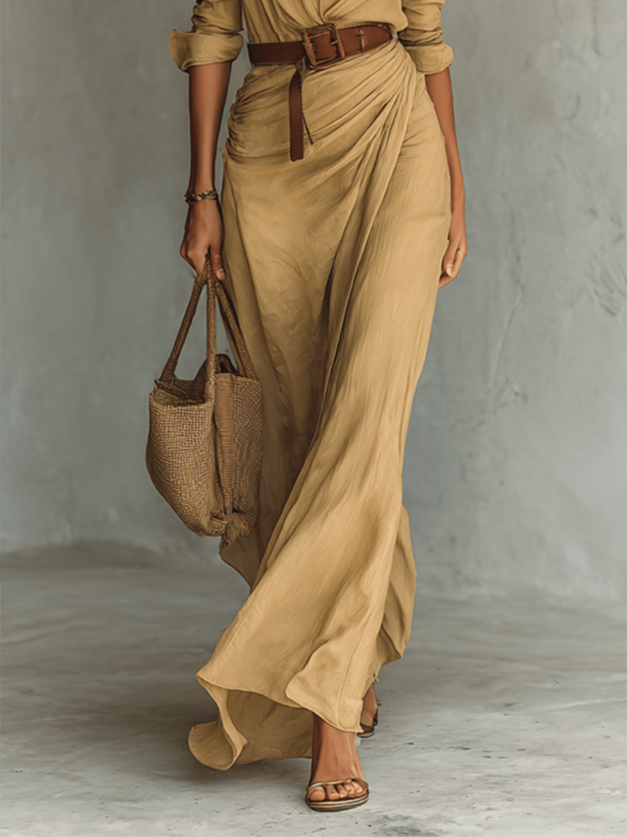 ALTEA™ | Vestido Maxi con Cinturón - vittoria stile
