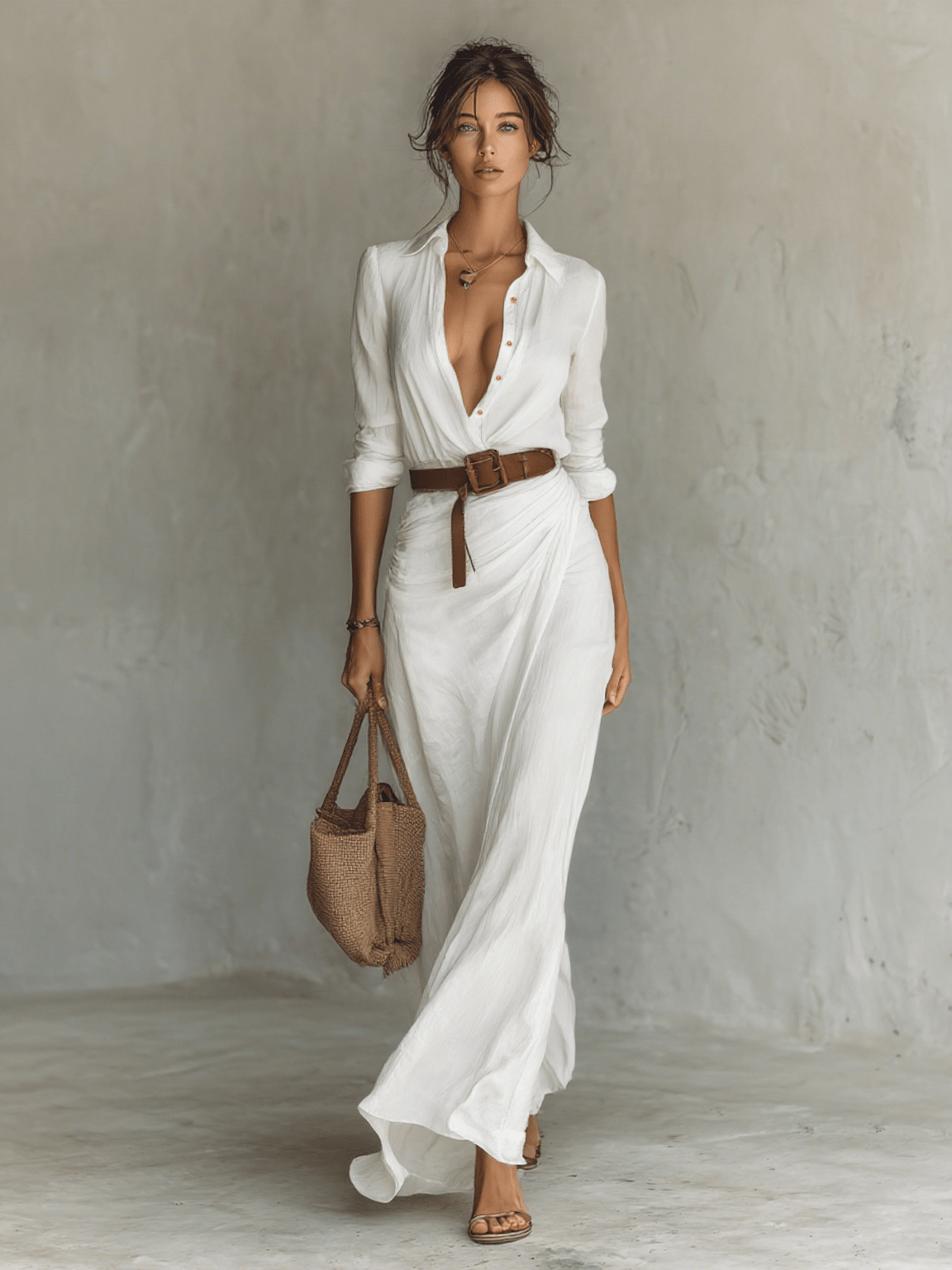 ALTEA™ | Vestido Maxi con Cinturón - vittoria stile