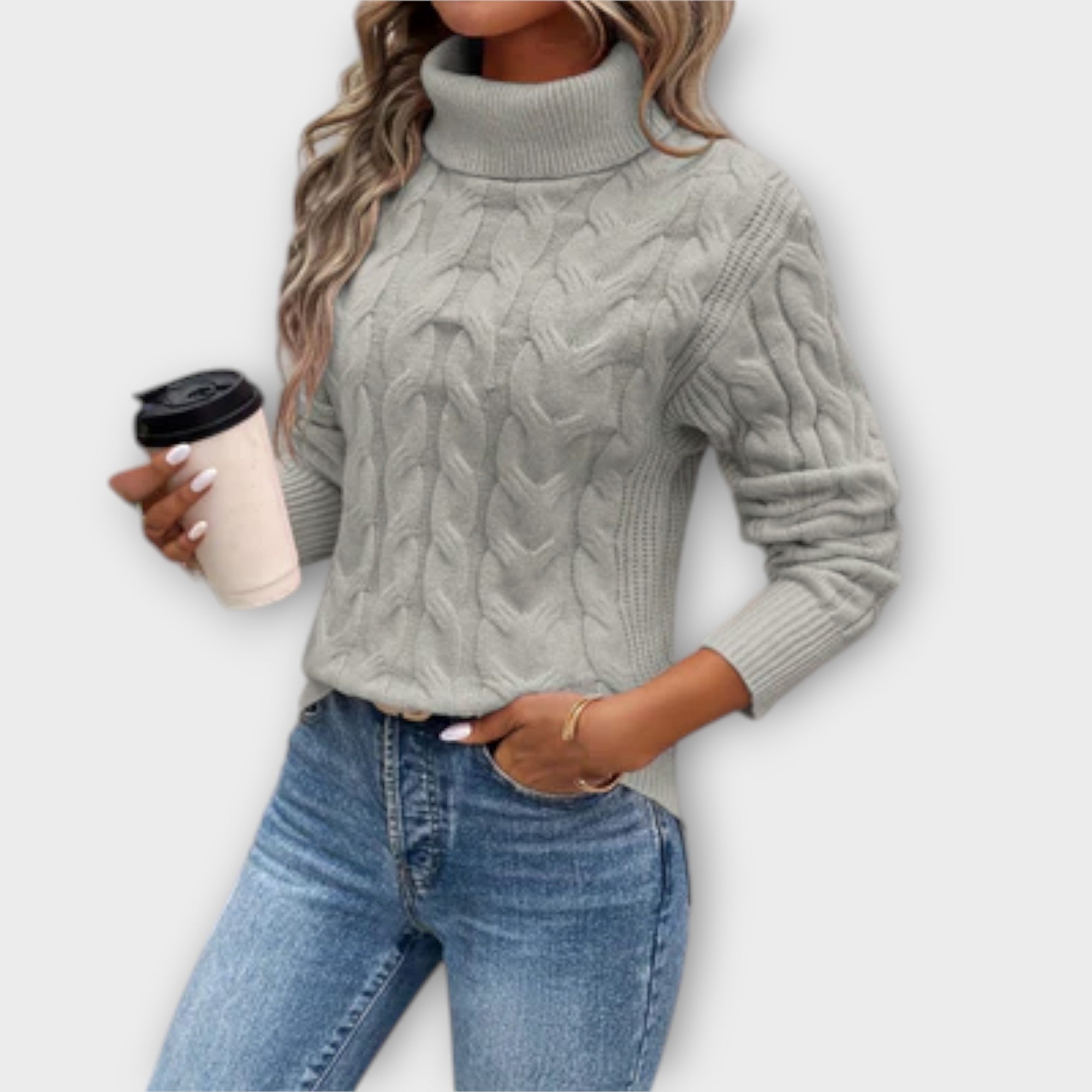 Amelia – Elegante suéter de punto con cuello alto - vittoria stile