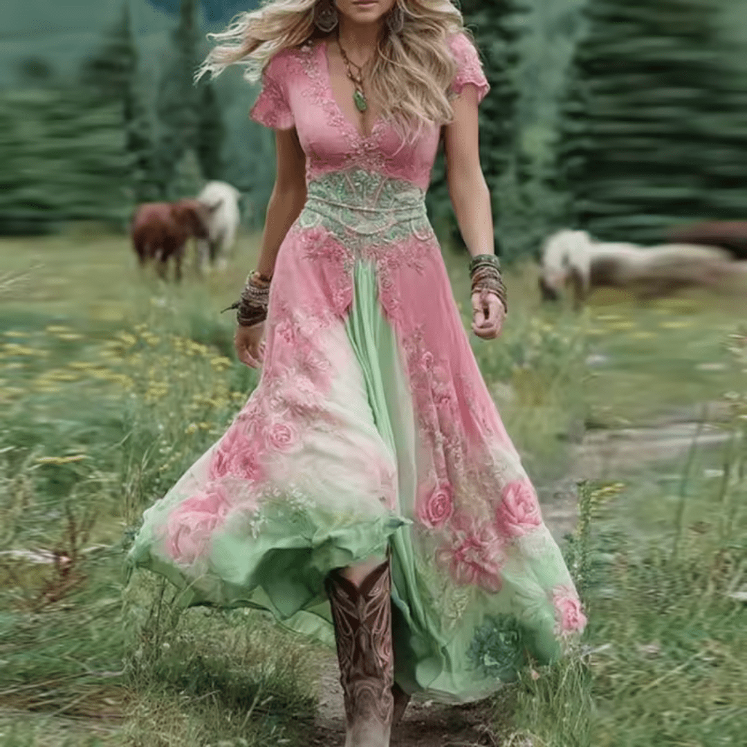 AMELIE™ | Vestido Bordado con Caída Fluida - vittoria stile
