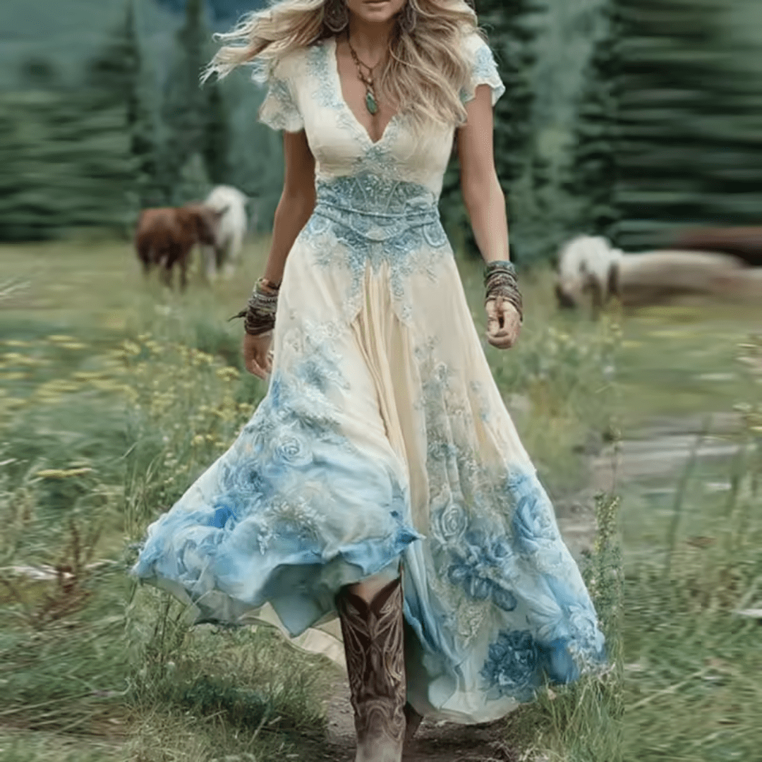 AMELIE™ | Vestido Bordado con Caída Fluida - vittoria stile