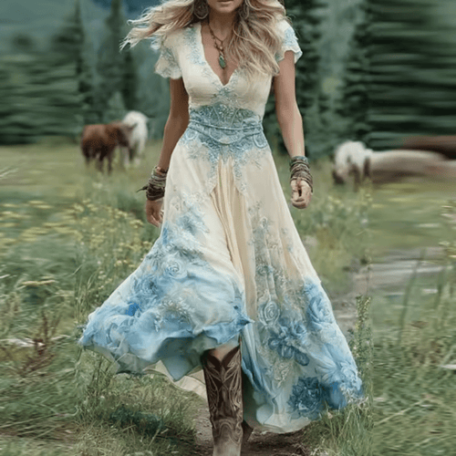 AMELIE™ | Vestido Bordado con Caída Fluida - vittoria stile