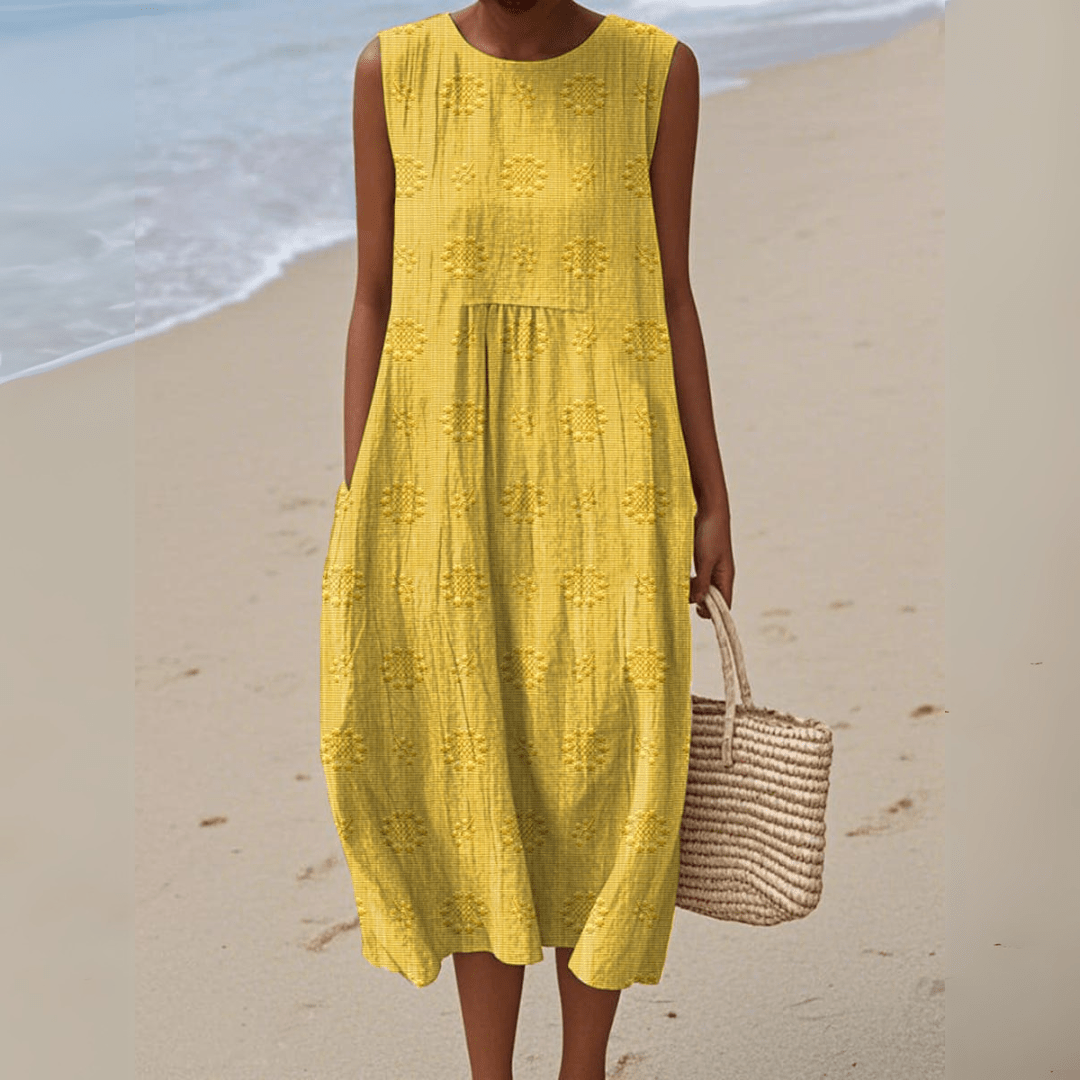 ARIANNA™ | Vestido Midi de Algodón con Bordado - vittoria stile
