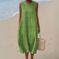 ARIANNA™ | Vestido Midi de Algodón con Bordado - vittoria stile