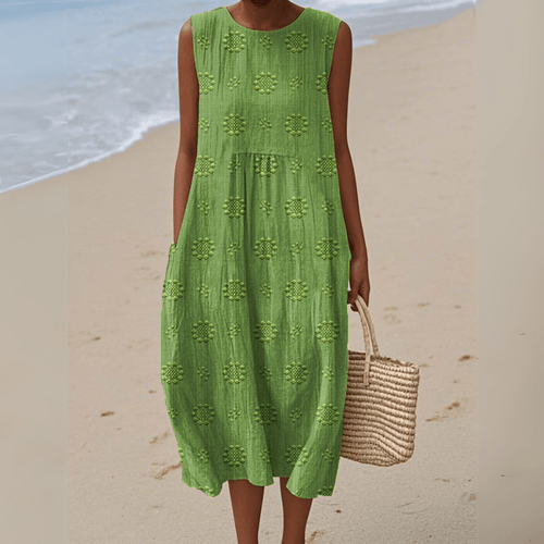 ARIANNA™ | Vestido Midi de Algodón con Bordado - vittoria stile