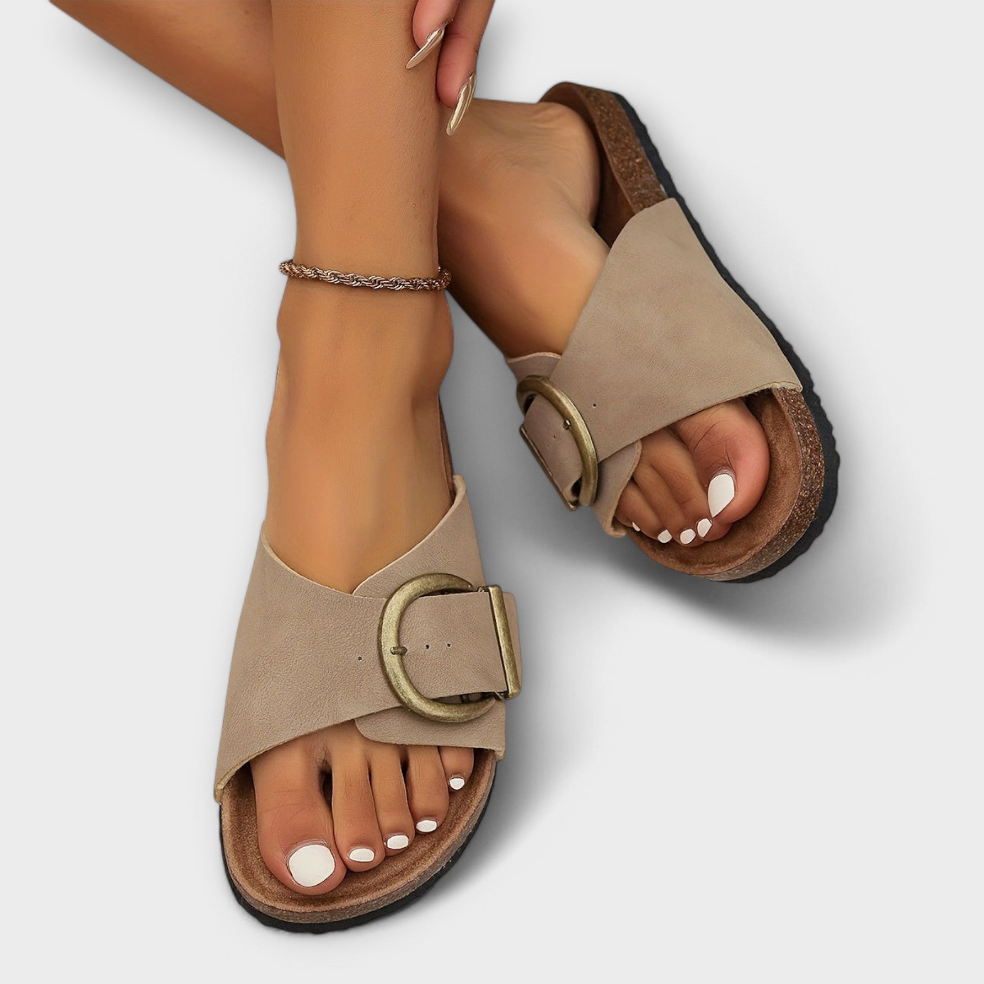 Aurora - Sandalias de corcho para mujer con correa de hebilla - vittoria stile