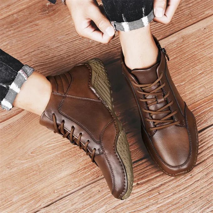 Botas de media caña de cuero genuino para hombres - vittoria stile