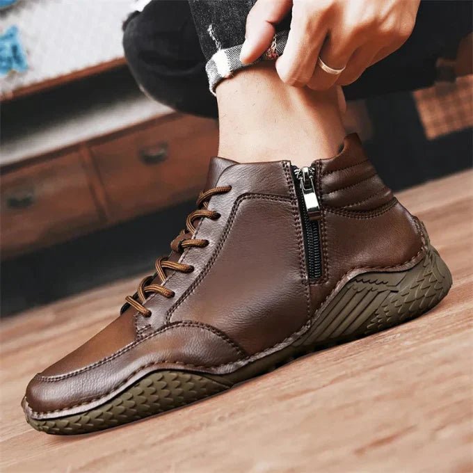 Botas de media caña de cuero genuino para hombres - vittoria stile