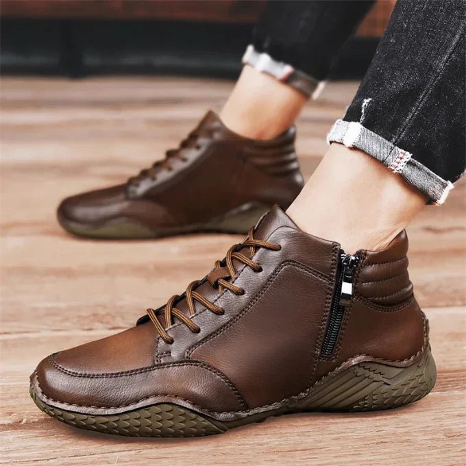 Botas de media caña de cuero genuino para hombres - vittoria stile
