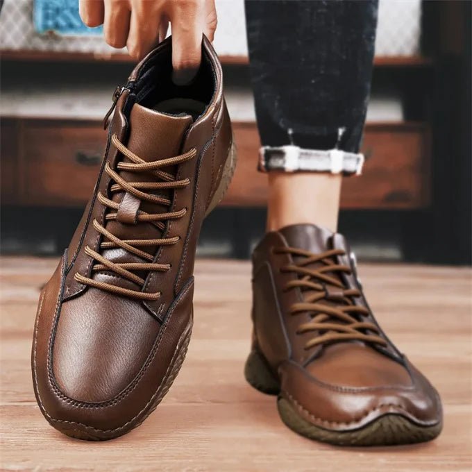 Botas de media caña de cuero genuino para hombres - vittoria stile