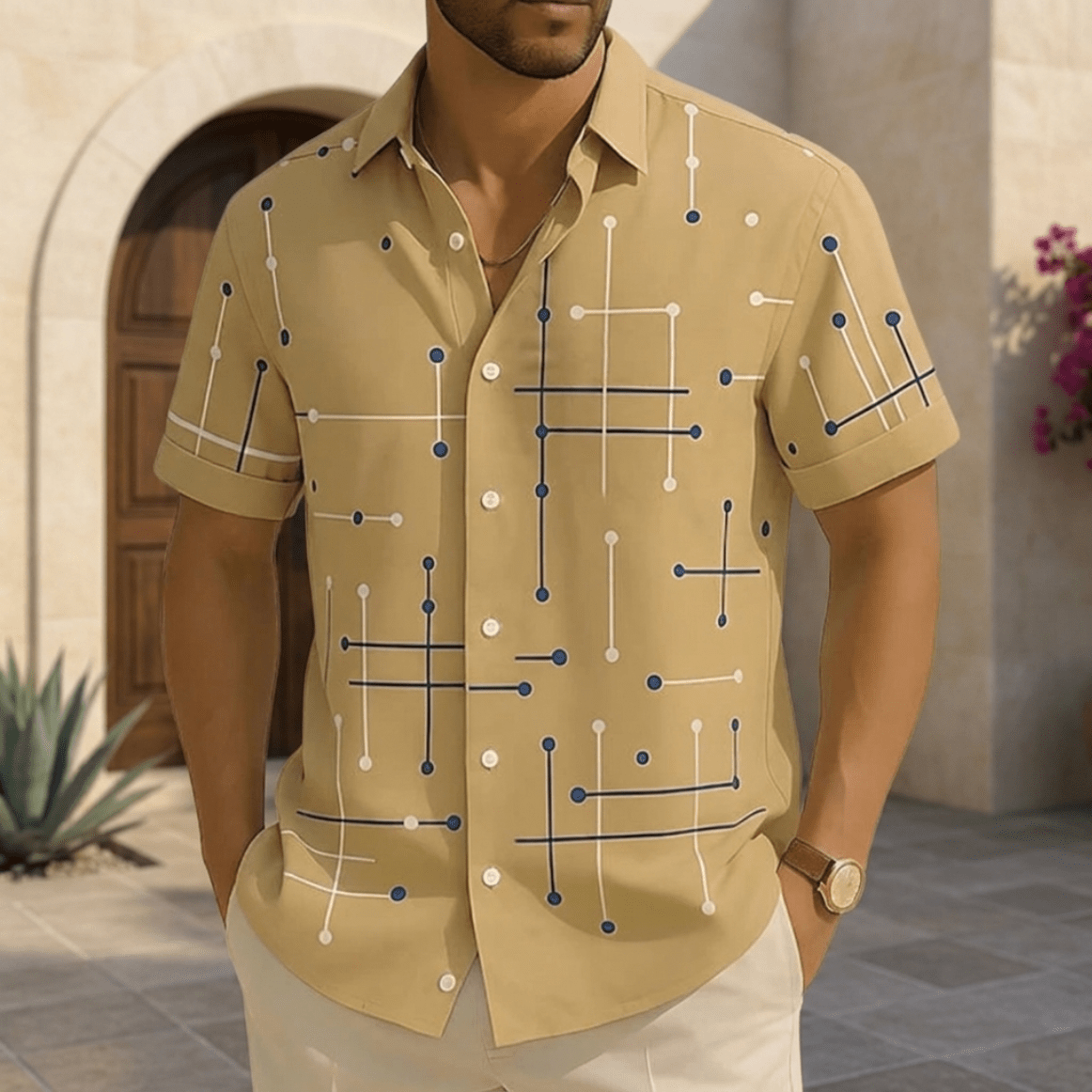 Camisa Horizonte™ – Corte Relajado y Estampado Geométrico - vittoria stile