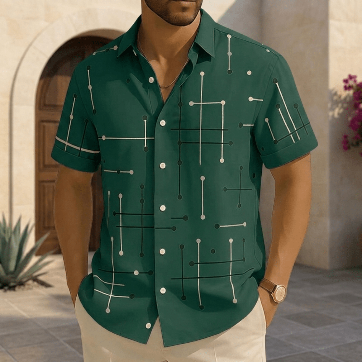 Camisa Horizonte™ – Corte Relajado y Estampado Geométrico - vittoria stile