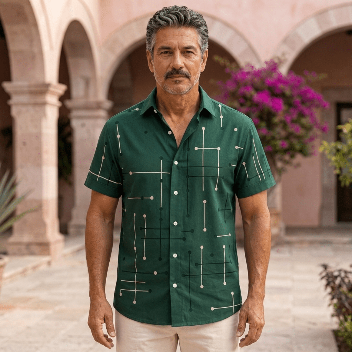 Camisa Horizonte™ – Corte Relajado y Estampado Geométrico - vittoria stile
