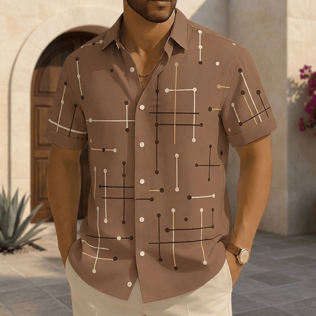 Camisa Horizonte™ – Corte Relajado y Estampado Geométrico - vittoria stile