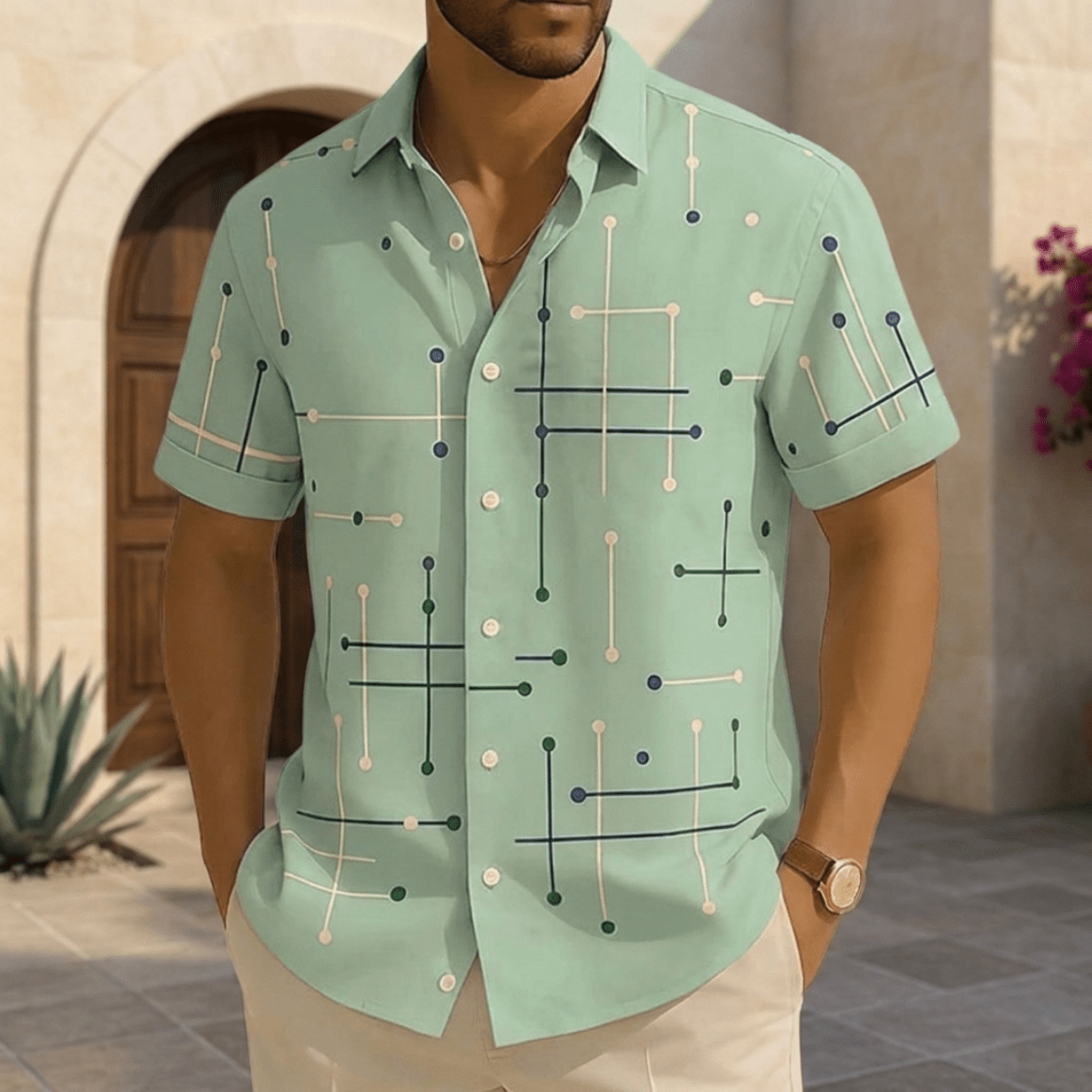 Camisa Horizonte™ – Corte Relajado y Estampado Geométrico - vittoria stile