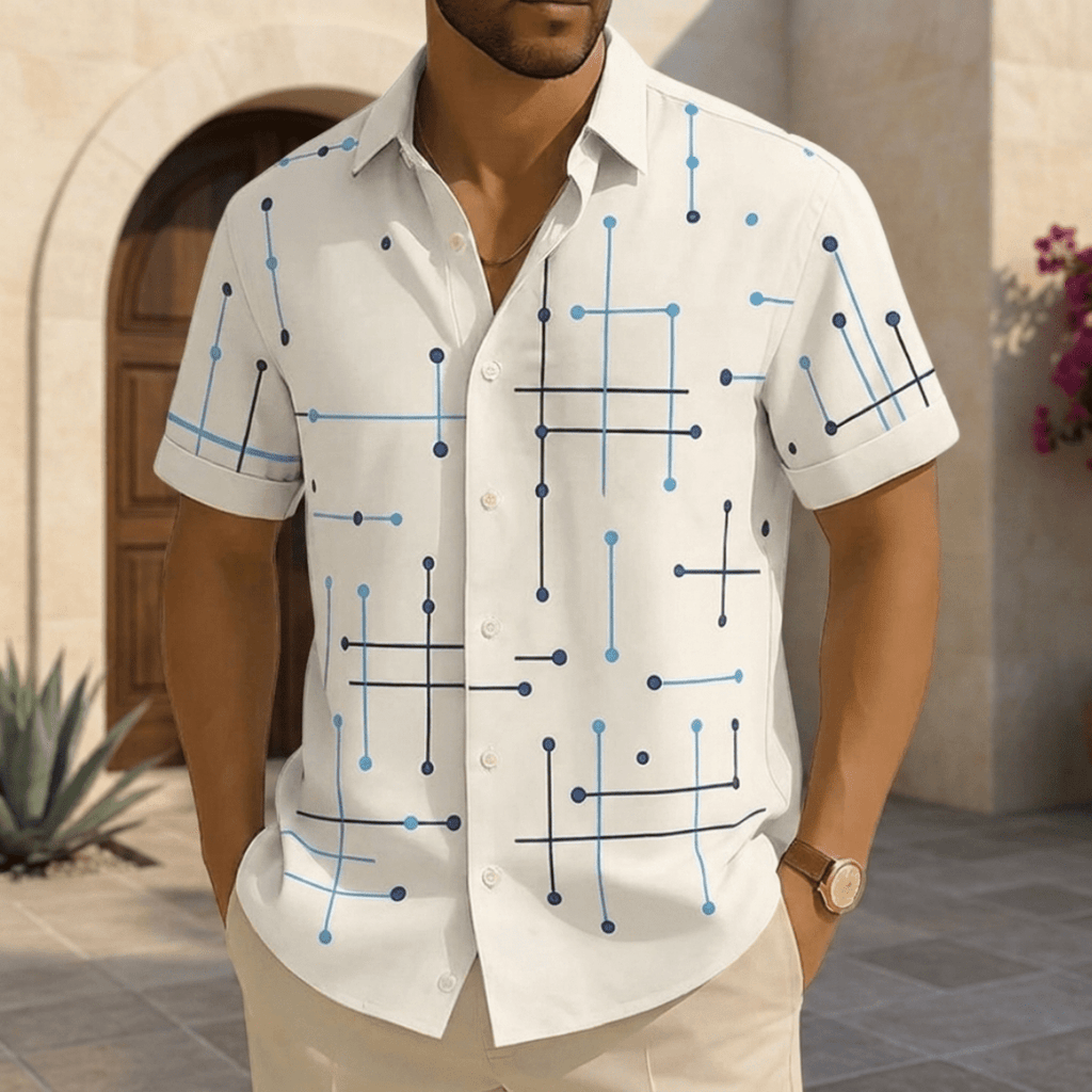 Camisa Horizonte™ – Corte Relajado y Estampado Geométrico - vittoria stile