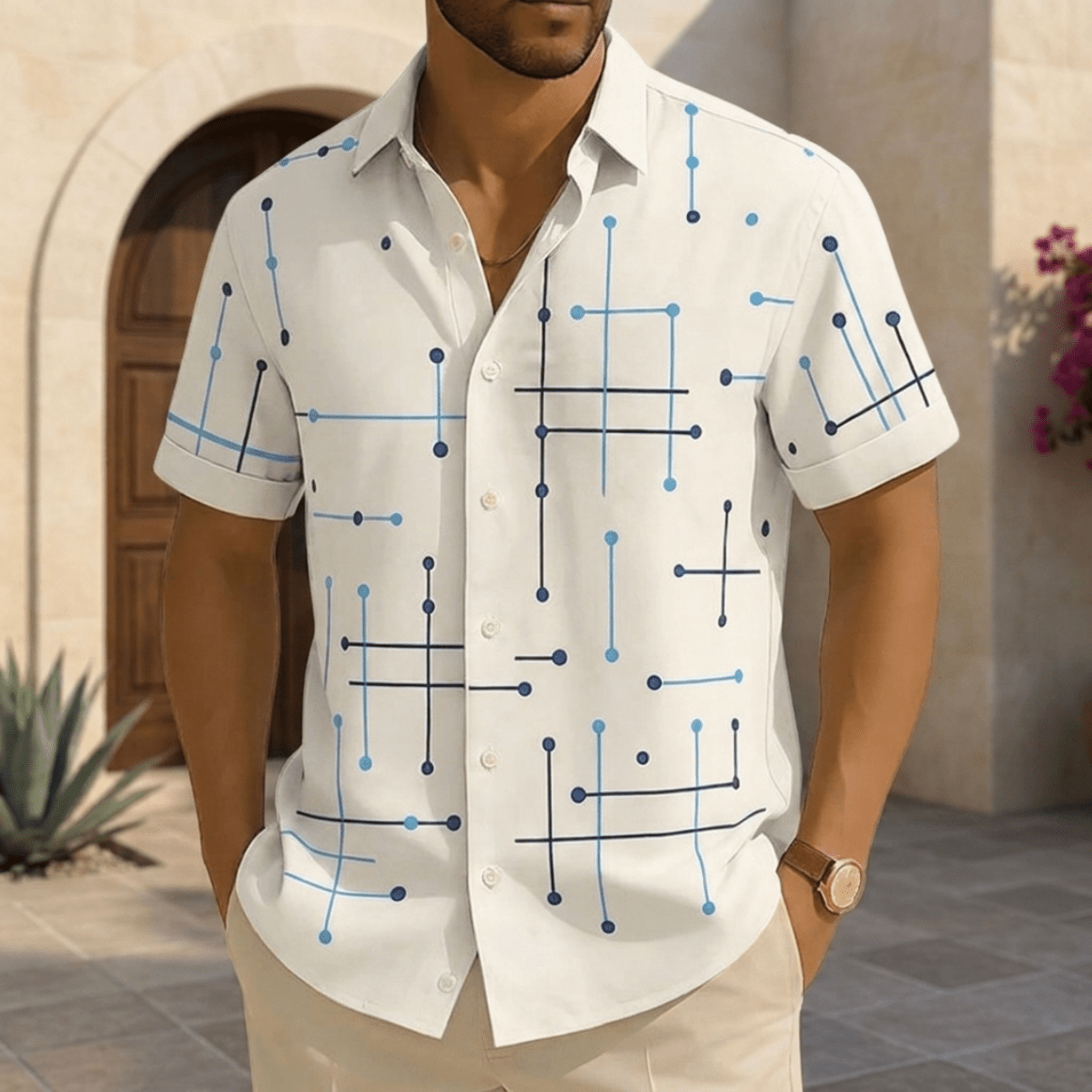 Camisa Horizonte™ – Corte Relajado y Estampado Geométrico - vittoria stile