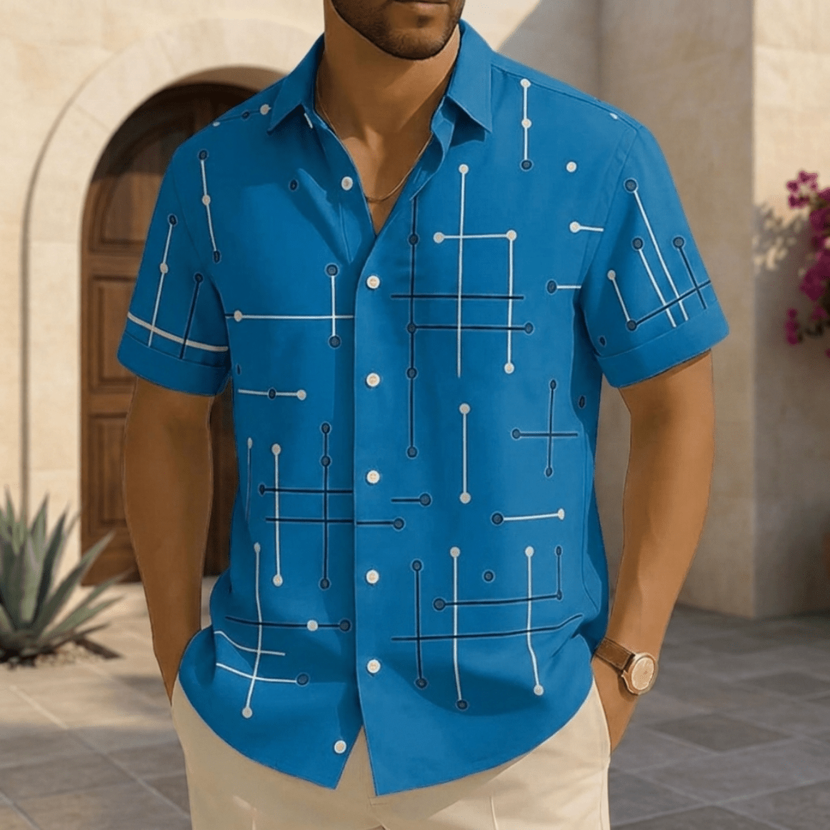 Camisa Horizonte™ – Corte Relajado y Estampado Geométrico - vittoria stile