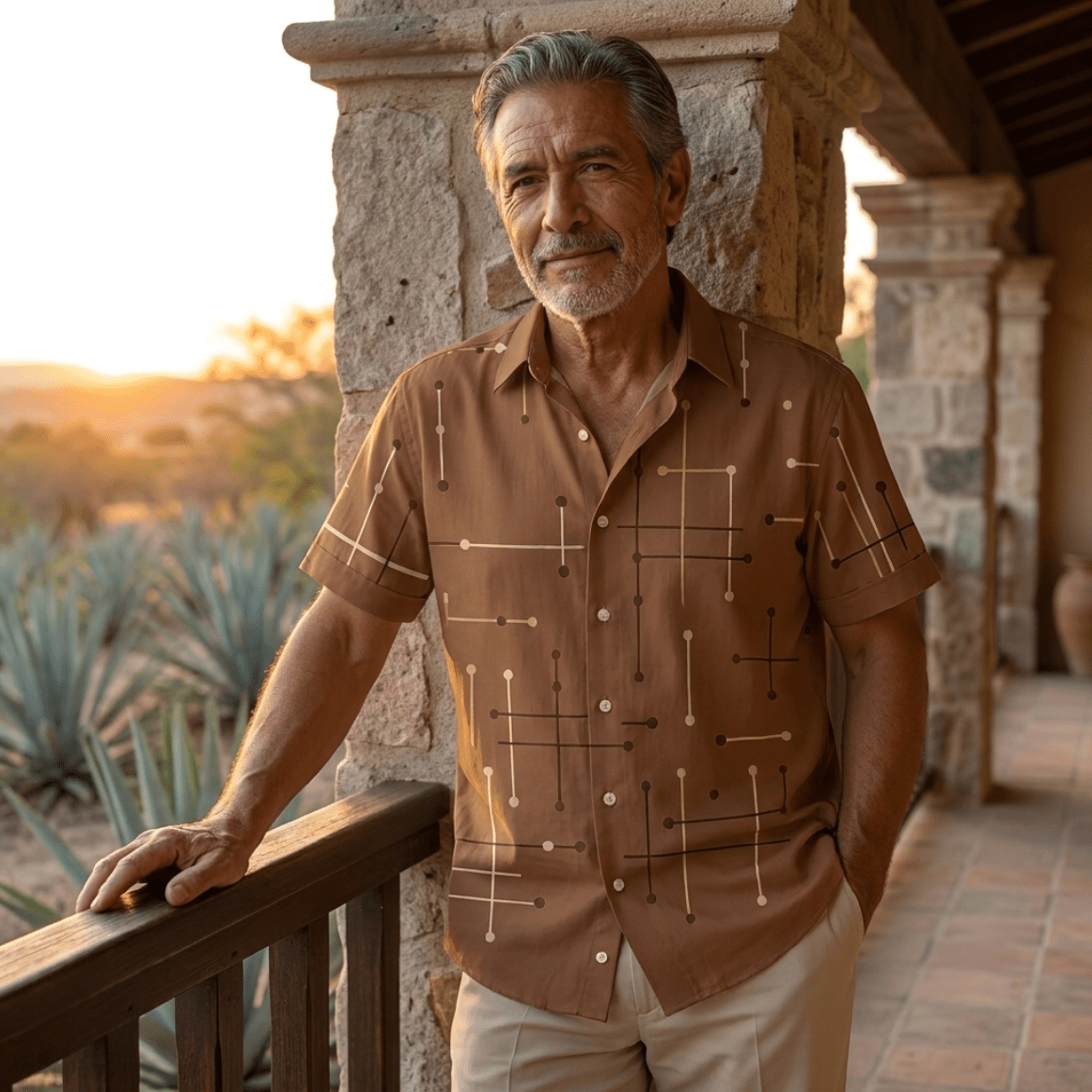 Camisa Horizonte™ – Corte Relajado y Estampado Geométrico - vittoria stile