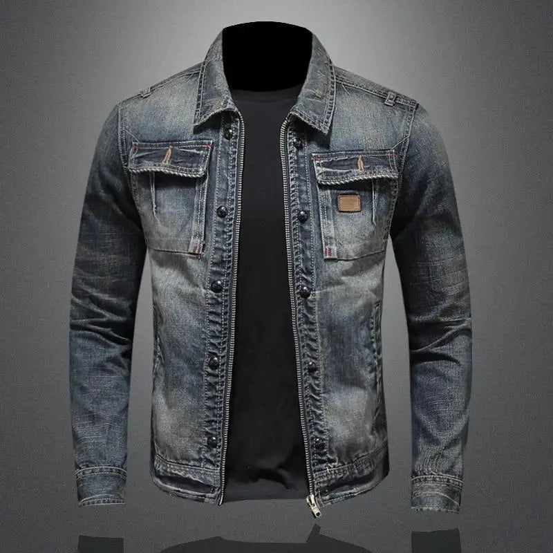 Chaqueta vaquera clásica con cremallera para Hombre - vittoria stile