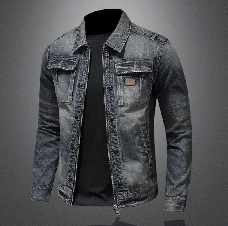 Chaqueta vaquera clásica con cremallera para Hombre - vittoria stile