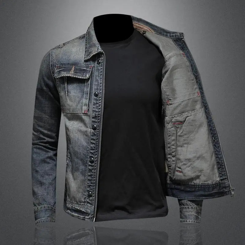 Chaqueta vaquera clásica con cremallera para Hombre - vittoria stile