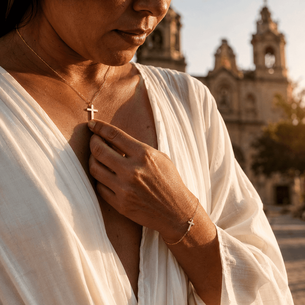 Collar Cruz Eterna | Plata + Oro 18K - vittoria stile