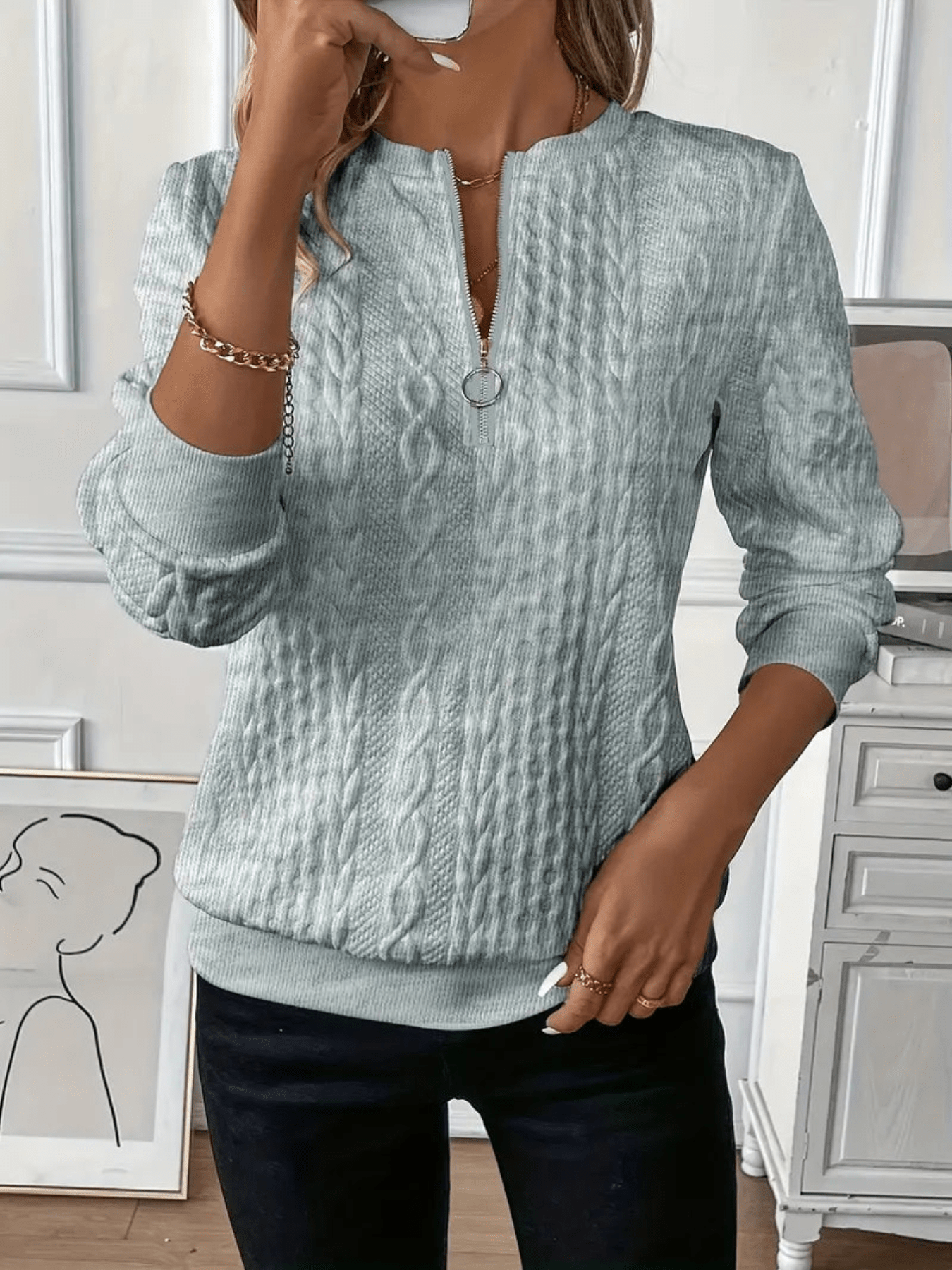 GIOIA™|CARDIGAN CON ZIP - vittoria stile