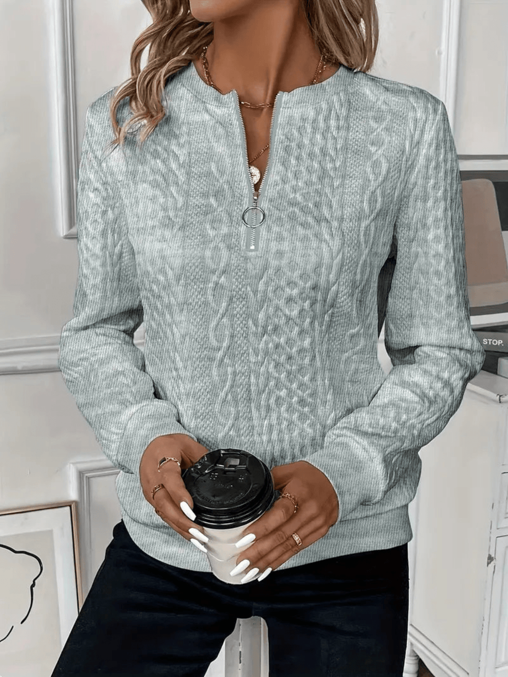 GIOIA™|CARDIGAN CON ZIP - vittoria stile