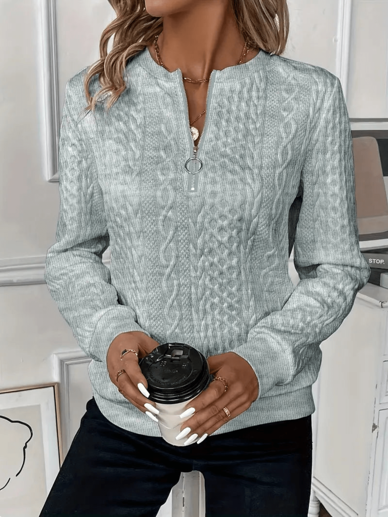 GIOIA™|CARDIGAN CON ZIP - vittoria stile