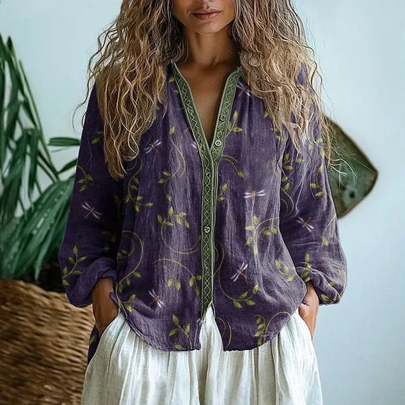 LARISSA™|BLUSA VINTAGE FOGLIA - vittoria stile