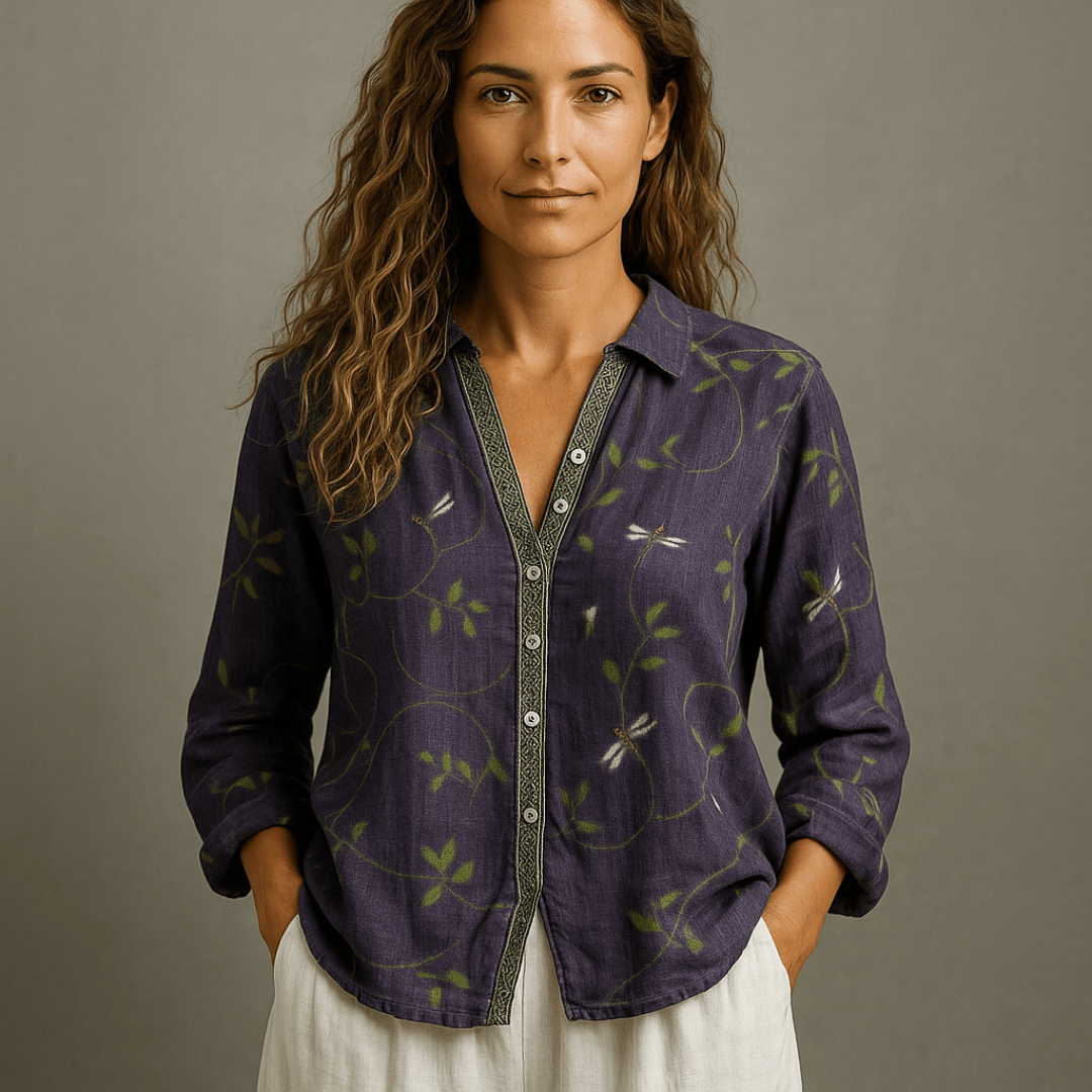 LARISSA™|BLUSA VINTAGE FOGLIA - vittoria stile
