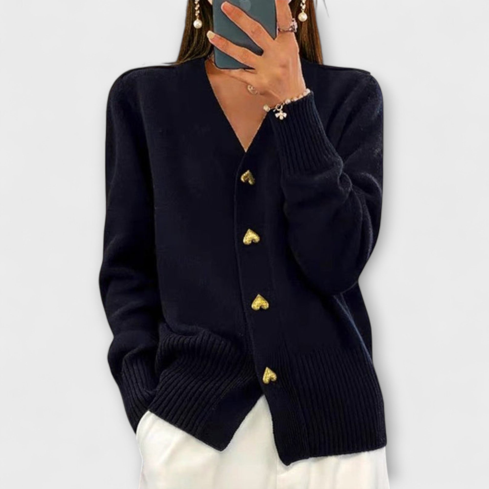 Marij – suéter de mujer con escote en V de estilo vintage - vittoria stile