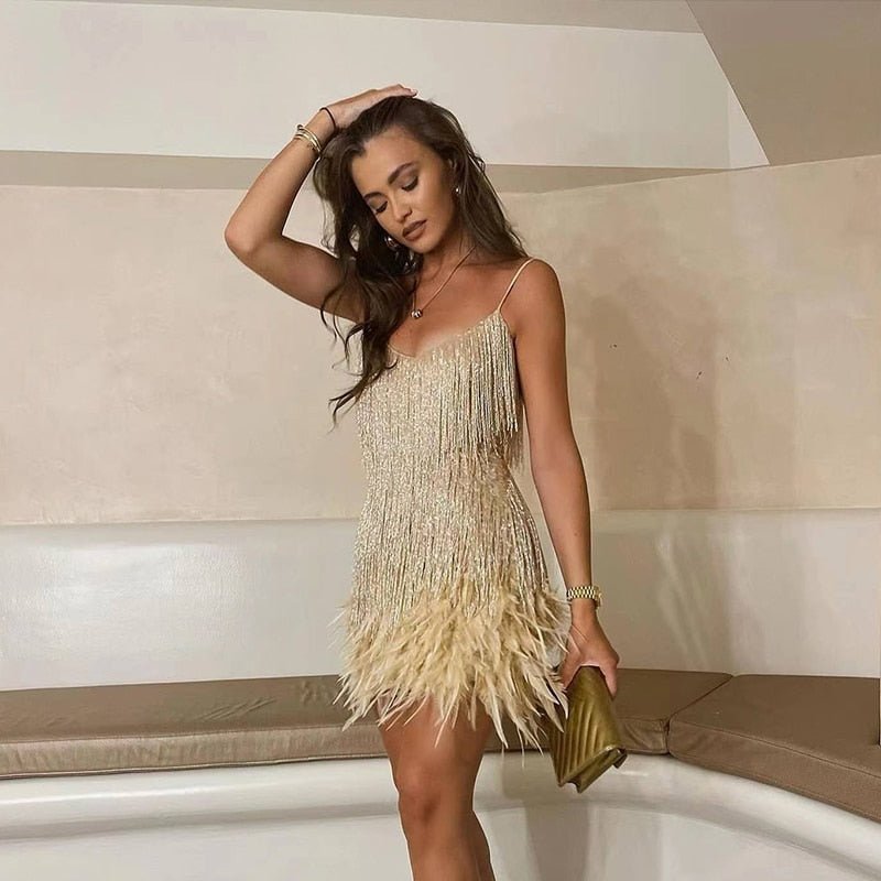 MIRELLA|MINI ABITO CON PIUME - vittoria stile