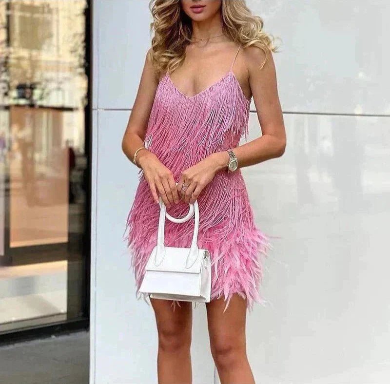 MIRELLA|MINI ABITO CON PIUME - vittoria stile