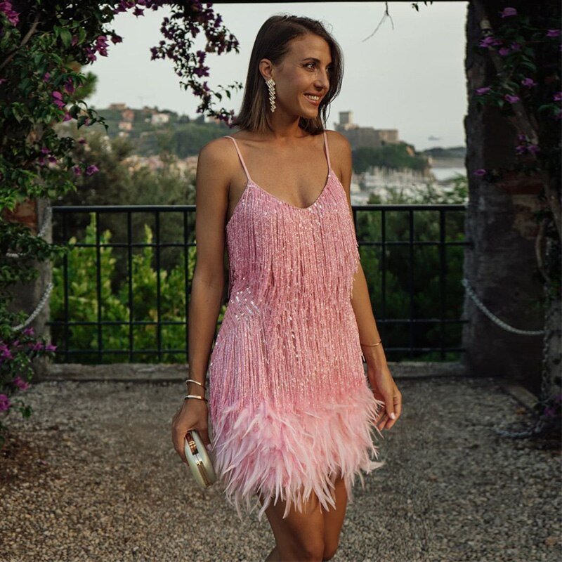 MIRELLA|MINI ABITO CON PIUME - vittoria stile