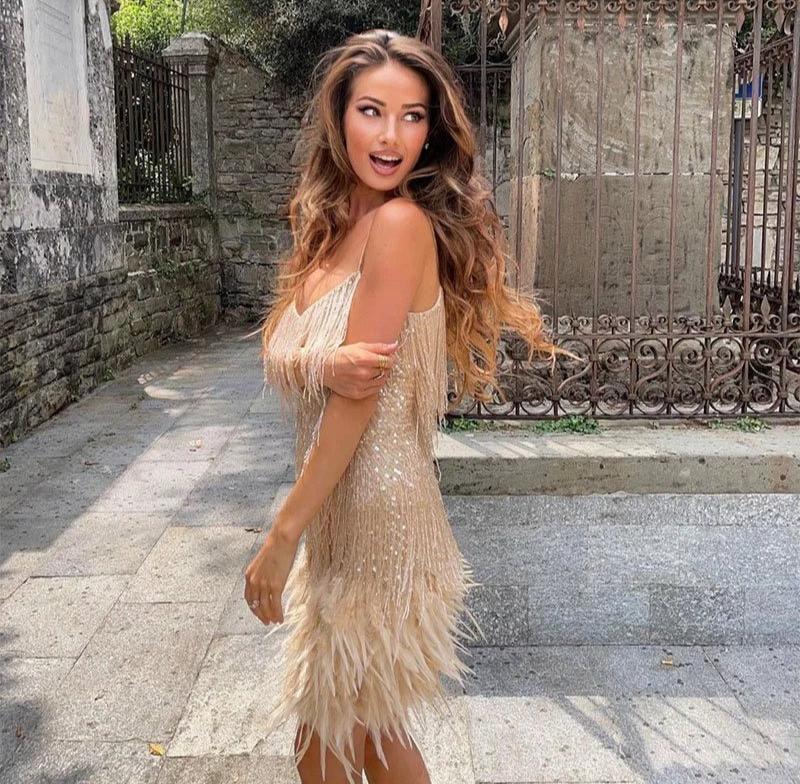 MIRELLA|MINI ABITO CON PIUME - vittoria stile