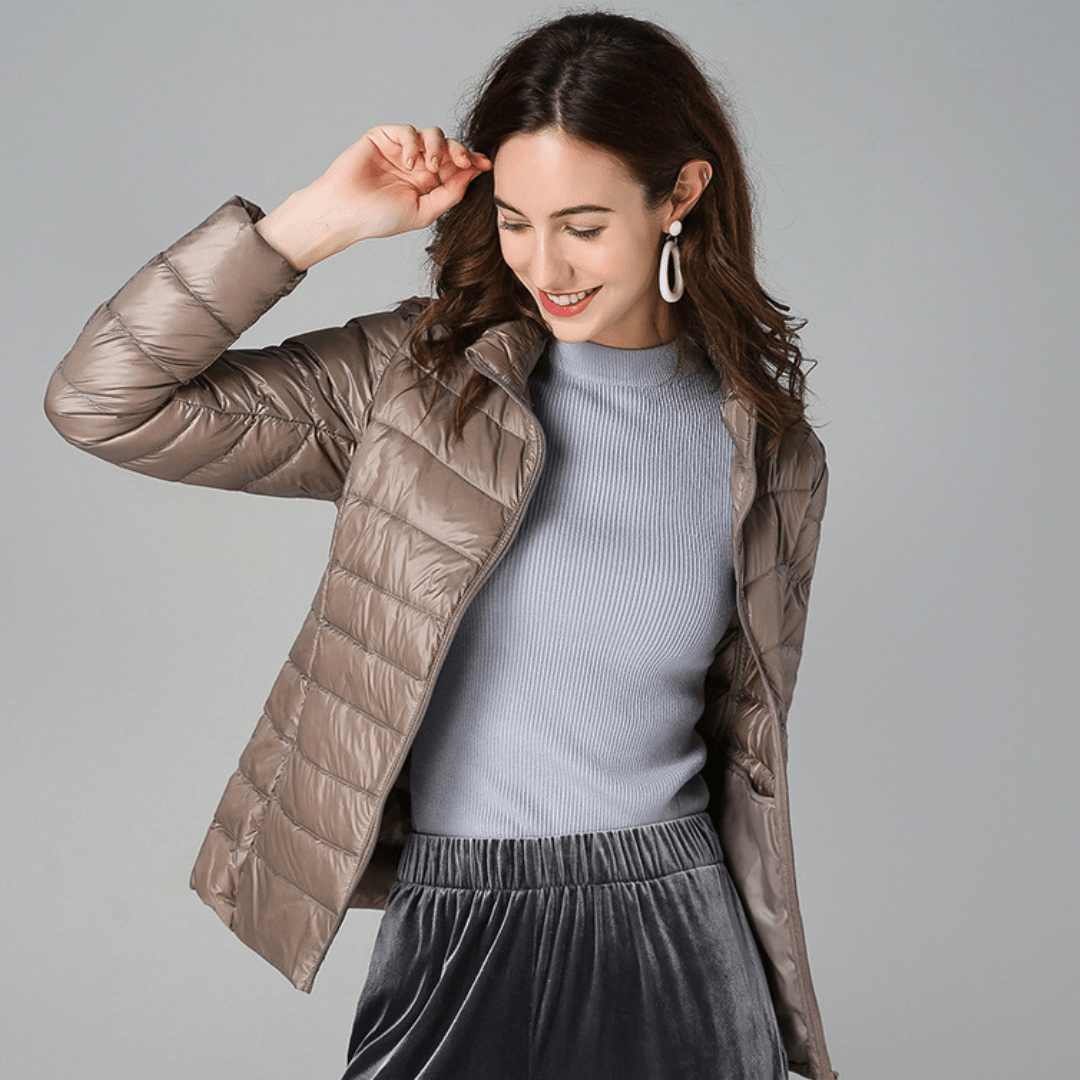 Myra™ | Chaqueta de plumas ultral ligera con sofisticados pliegues - vittoria stile