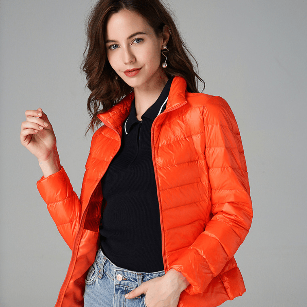 Myra™ | Chaqueta de plumas ultral ligera con sofisticados pliegues - vittoria stile