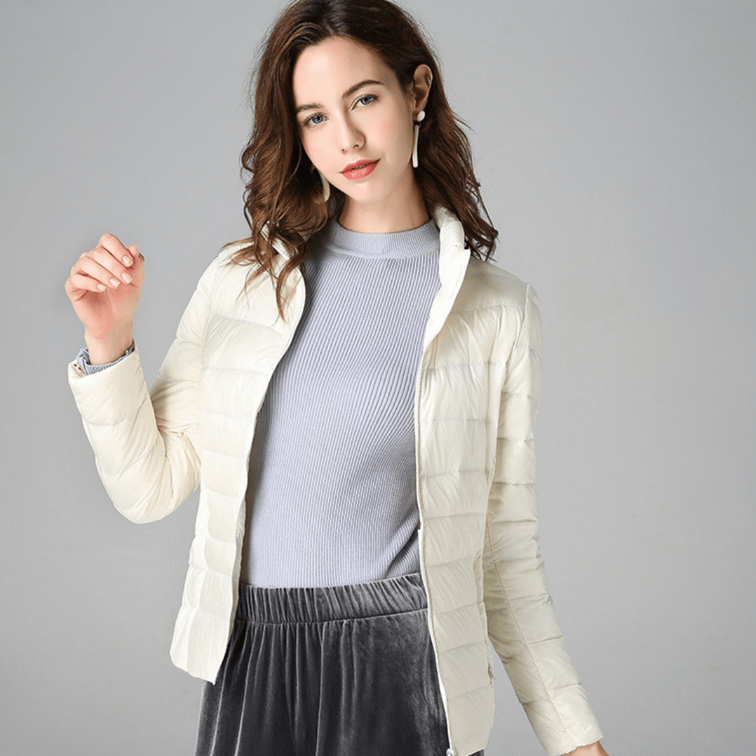 Myra™ | Chaqueta de plumas ultral ligera con sofisticados pliegues - vittoria stile