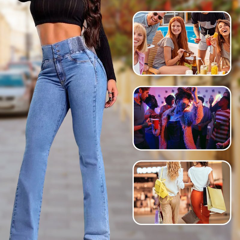 💕Novedad de primavera👖 Jeans acampanados elásticos de tiro alto - vittoria stile