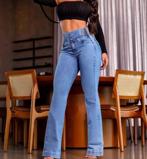 💕Novedad de primavera👖 Jeans acampanados elásticos de tiro alto - vittoria stile
