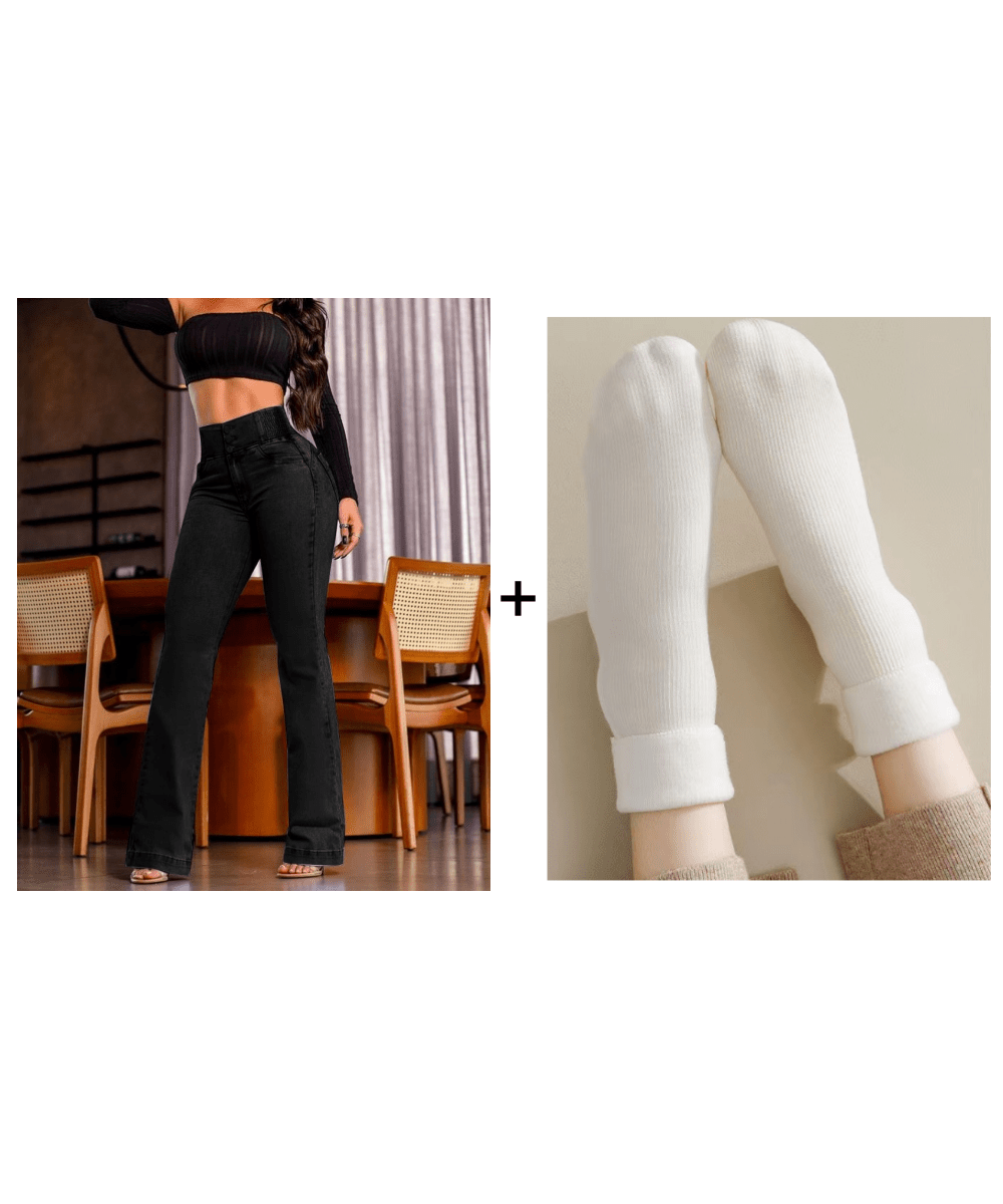 💕Novedad de primavera👖 Jeans acampanados elásticos de tiro alto - vittoria stile